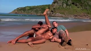 Beach Threesome with Brunette Babalu Gets Double Penetration - watch new porn video HD-PORN.ONLINE